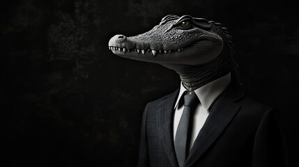 A dashing crocodile dressed in a neat suit.