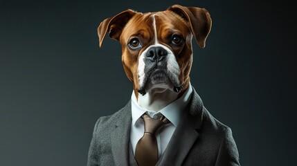 A business dog dressed in a neat suit.
