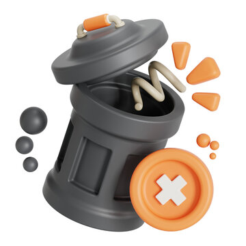 empty trash error state 3D Illustration