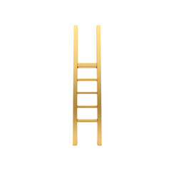 Gold ladder on white isolated background
