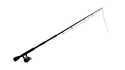 Fototapeta premium Fishing rod isolated on white background. Vector illustration in sketch style.