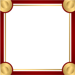 red frame border abstract with gold line vector