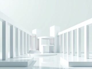Fototapeta premium modern architecture interior. interior, architecture, room, 3d, hall, light, corridor, empty, wall, building, column, render, design, door, home, business, illustration, tunnel, office, entrance, conc