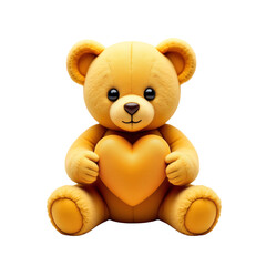 Fototapeta premium Teddy bear with heart, white isolate background