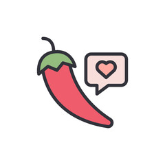 Love chili colored icons, minimalist vector illustration ,simple transparent graphic element .Isolated on white background