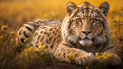 Fototapeta premium Leopard on the Move in African Savannah Wildlife Scene