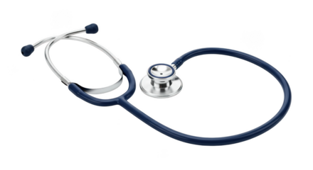 Blue stethoscope medical tool on transparent background
