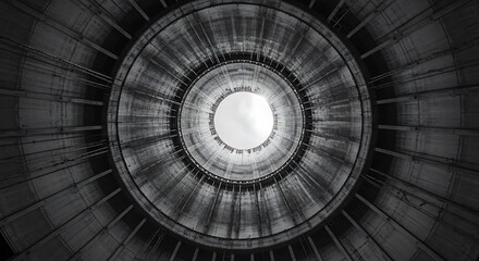 Naklejka premium Cooling tower of a power station, view from bottom to top.