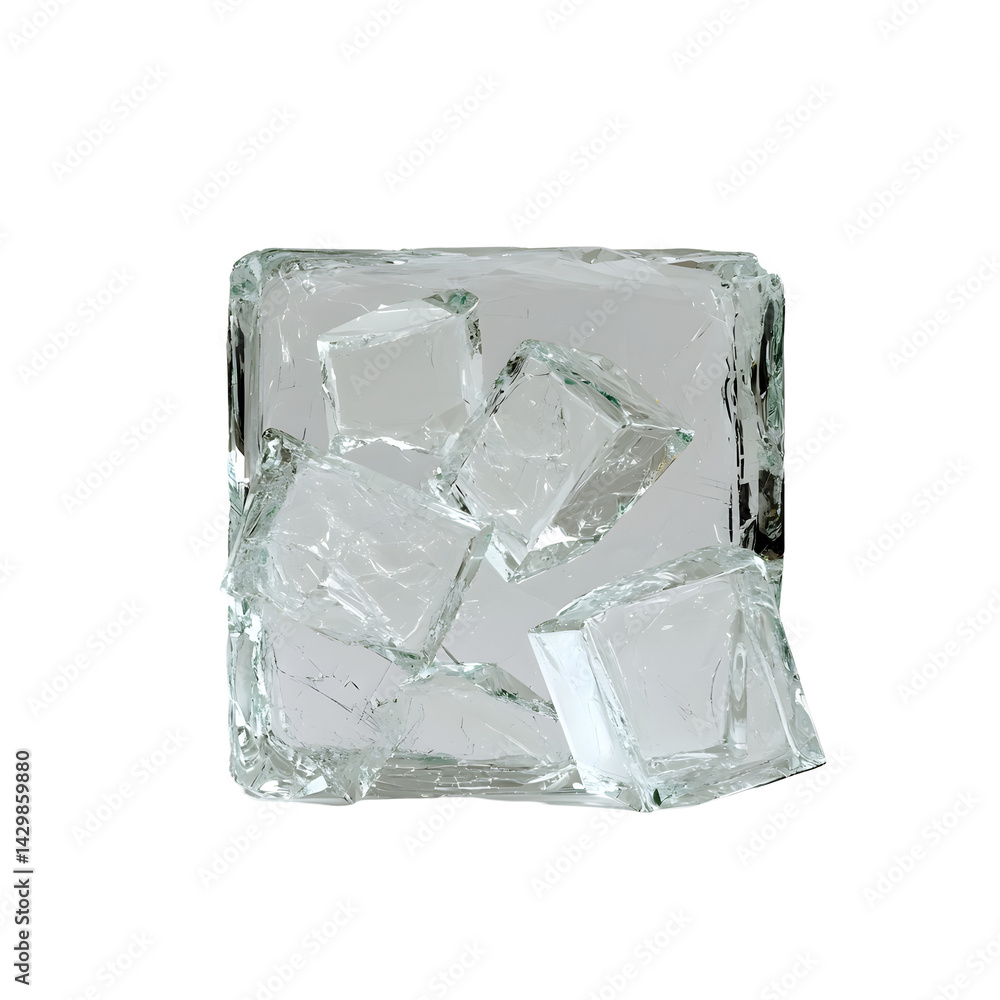 Poster a close up photograph of a broken glass bottle fragment centered on a simple white background showca