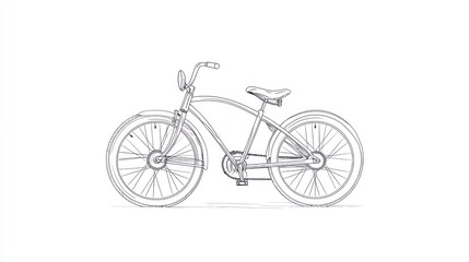 Fototapeta premium Bicycle Outline Vintage bike in a minimalist style drawing, on white. For design