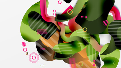 Abstract fluid shapes, vibrant colors, modern design. Overlapping elements create dynamic composition. Minimalist aesthetic.