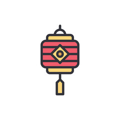 Chinese lantern colored icons, minimalist vector illustration ,simple transparent graphic element .Isolated on white background