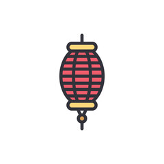 Chinese lantern colored icons, minimalist vector illustration ,simple transparent graphic element .Isolated on white background
