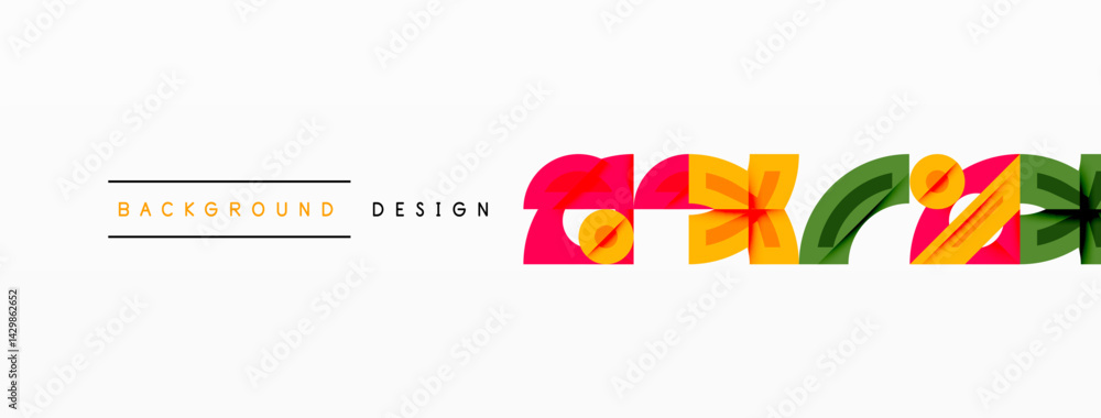 Aufkleber Abstract colorful design elements. Geometric shapes overlap creating dynamic visual pattern. Minimalist style with bright hues.