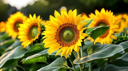 Vibrant Sunflowers in Summer Field - Nature photography