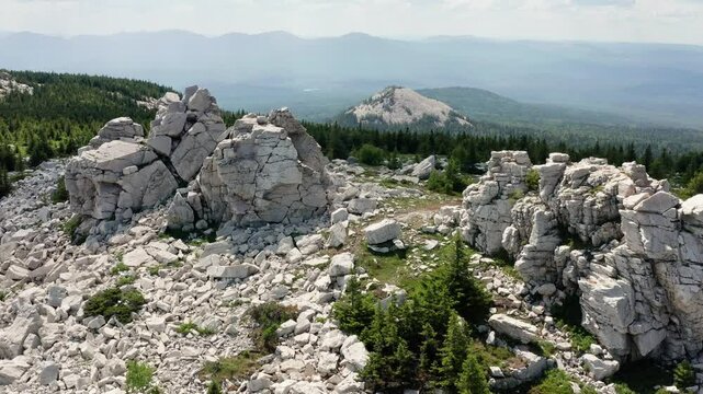 Southern Urals, Zyuratkul National Park: Zyuratkul Ridge and Golaya Sopka mountain. Aerial view.
