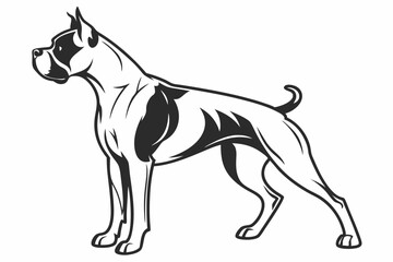 boxer dog sihouette black vector