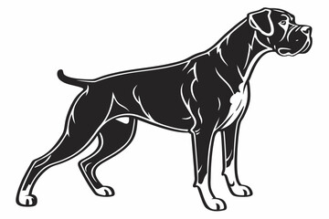 boxer dog sihouette black vector