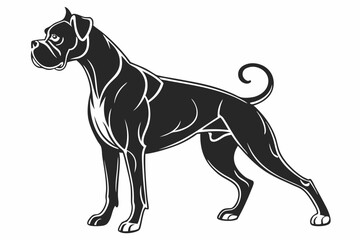 boxer dog sihouette black vector