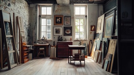 Fototapeta premium Serene Artist's Studio: A Haven of Creativity and Inspiration
