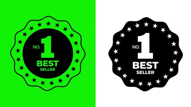 No.1 Best Seller Badge Logo Animation on Green Screen Star Ranking Product Seal Loop for Marketing and Ecommerce Promotion