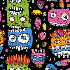 Colorful Cartoon Monster Pattern