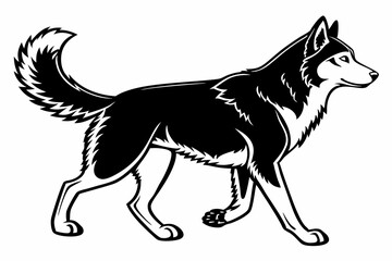 siberian husky sihouette black vector