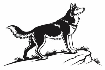 siberian husky sihouette black vector