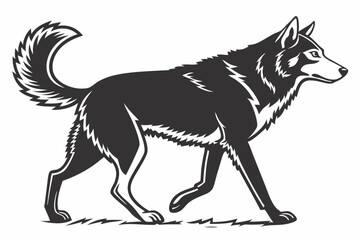 siberian husky sihouette black vector