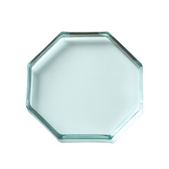 Transparent glass hexagon on a transparent background. 3d rendering.