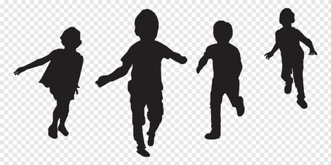 Playing children silhouette. Happy Children Playing Icon Symbol and Sign.