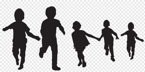 Playing children silhouette. Happy Children Playing Icon Symbol and Sign.