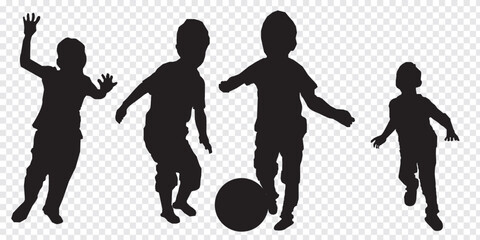 Playing children silhouette. Happy Children Playing Icon Symbol and Sign.
