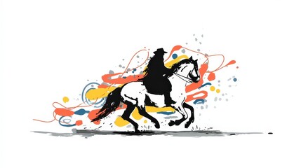 Abstract Rider   Horse  Energetic Equestrian Artwork  Paint Splatter