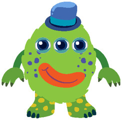 Colorful Three-Eyed Monster with Blue Hat