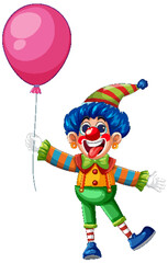 Colorful Clown with Balloon Illustration