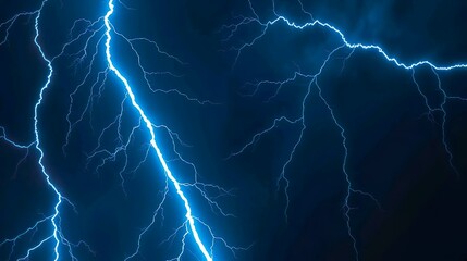 Fototapeta premium intense blue lightning fracturing across a dark