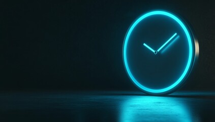 Neon clock glows brightly