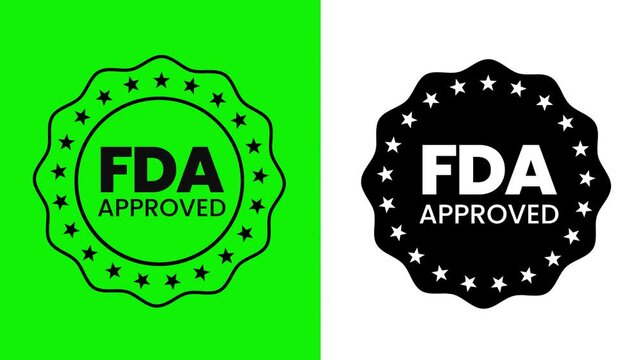 FDA Approved Certified Badge Logo Animation on Bright Green Screen  Food and Drug Regulatory Seal Loop for Product Compliance and Health Safety