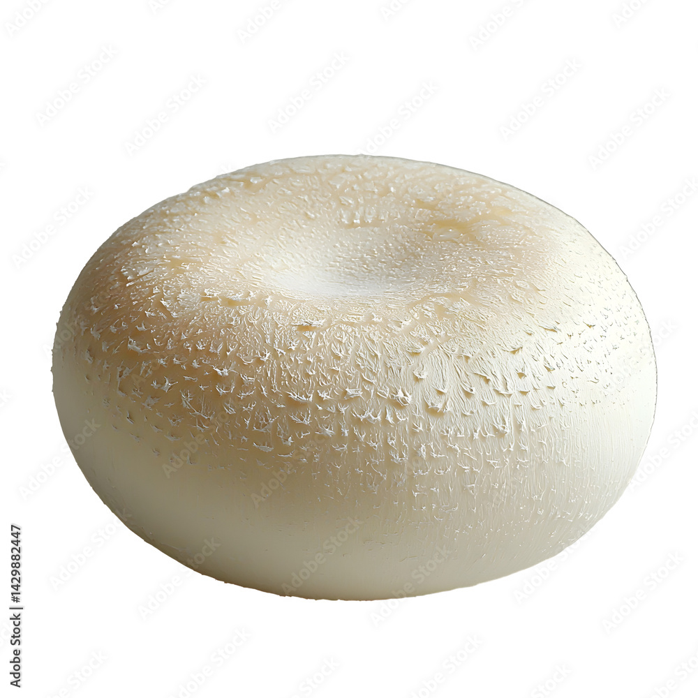 Poster a single pristine white puffball mushroom with a soft smooth surface centered on a neutral seamless 