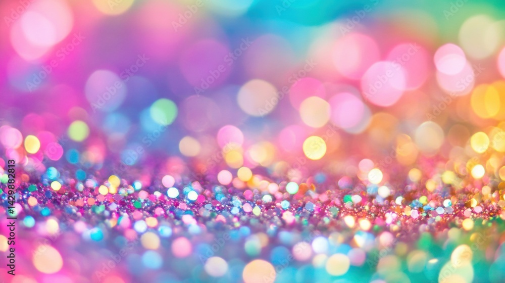 Poster a vibrant background filled with shimmering multicolored lights creates a playful and joyful ambianc