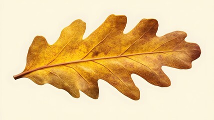 Fototapeta premium Single Dried Golden Oak Leaf Autumn Fall Nature