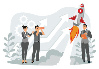 Fototapeta premium The marketing team starts a dynamic advertising campaign.