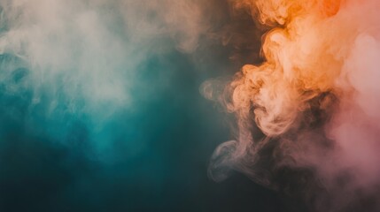 Bright swirls of colored smoke blend together in an artistic display, filling the air with a mystical and captivating presence