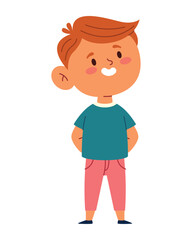 Preschool Student Boy Standing Smiling Character School Learning Book