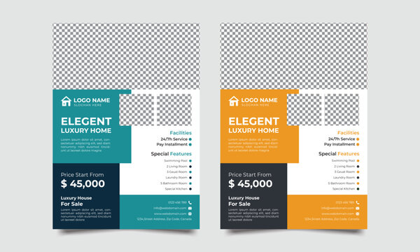 Elegant Real Estate Home For Sale Flyers Template - luxury real estate flyer, Commercial Office Space Flyer