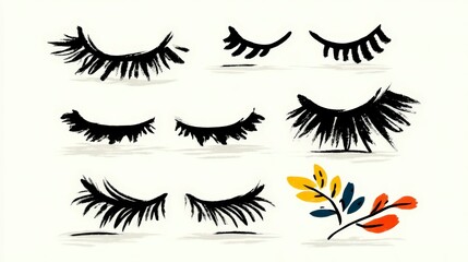Stylish Eyelash Designs  Kawaii  Minimalist  Black   White Illustrations