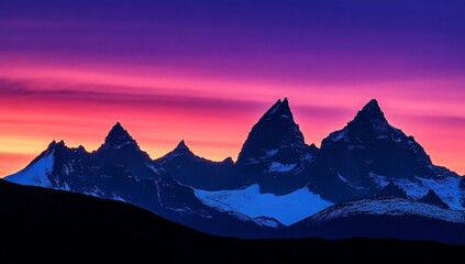 Fototapeta premium Dramatic mountain peaks at dawn