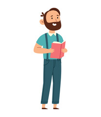 Preschool Male Teacher Reading Book Standing Classroom Education