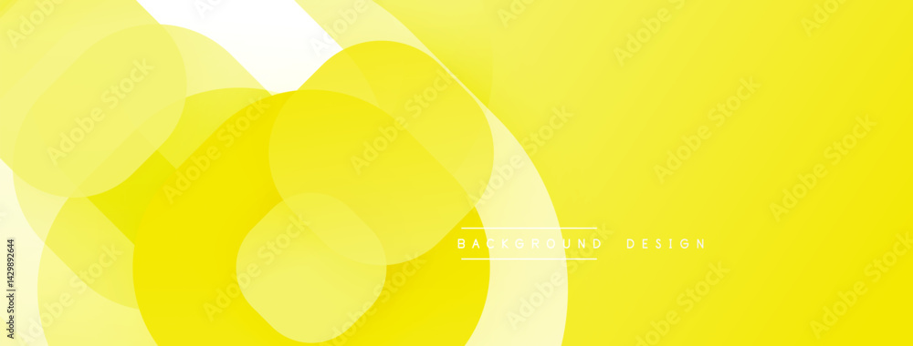 Aufkleber Bright yellow backdrop features overlapping translucent circles. Soft gradients create depth, modern aesthetic. Minimalist design, clean presentation.